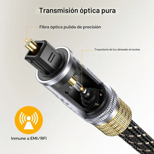 Vista 4 de Cable Matters - Cable de audio óptico corto de alta calidad, cable Toslink