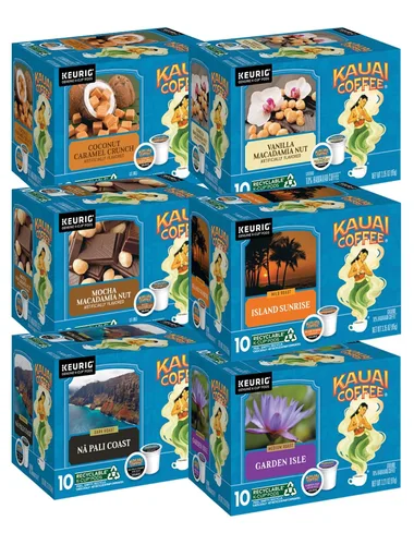 Vista 45 de Kauai Coffee Cápsulas K-Cup para cafeteras Keurig, café arábica, 10% hawaiano, tostado medio, aroma brillante con notas florales, descafeinado, 1