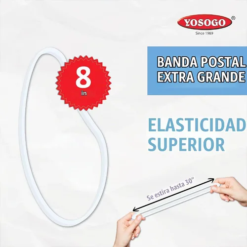 Vista 3 de YOSOGO Bandas de goma extra grandes de 8 pulgadas, paquete de 30 bandas elásticas postales de goma natural gruesas, bandas elásticas biodegradables