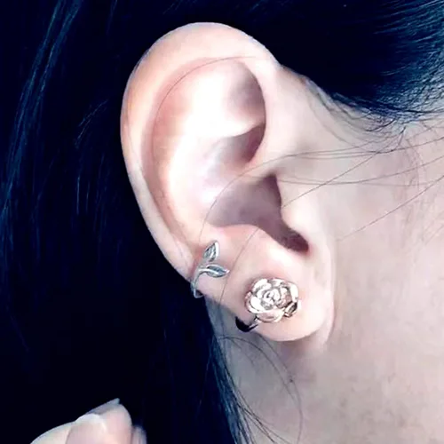 Vista 3 de Aretes de plata de ley 925, chapados en oro rosa, hipoalergénicos, rosagirasol, regalos de joyería para mujeres, mamá, madre, esposa, novia, Metal