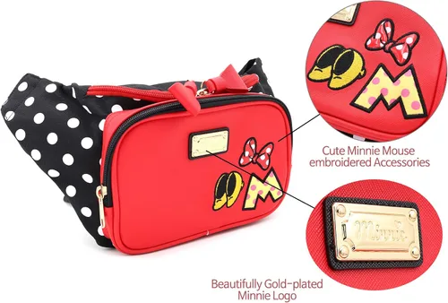 Vista 6 de Cangurera de lunares con cinta de Minnie para mujeres y adolescentes, cinturón ajustable, múltiples estilos, perfecta para viajes y parques