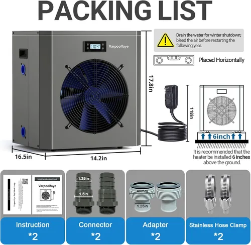 Vista 7 de Bomba de calor para piscina de 16000 BTU hasta 5000 galones