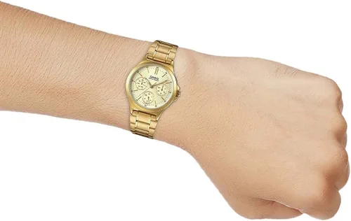 Vista 5 de Casio LTP-V300G-9A - Reloj de pulsera multifunción de acero inoxidable dorado para mujer