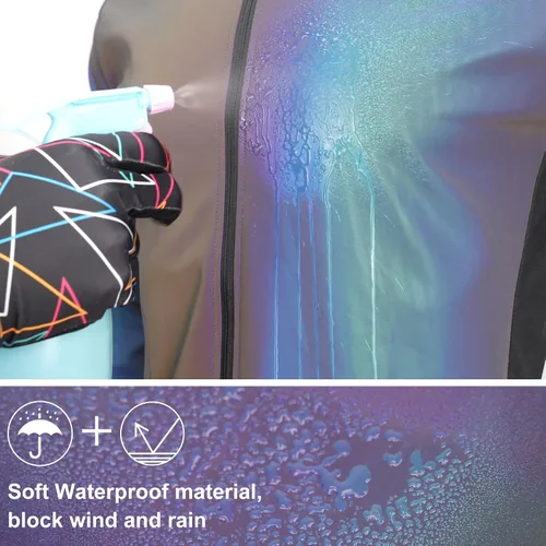 Vista 6 de Darevie Chaqueta de ciclismo para hombre, impermeable, térmica, cortavientos de alta reflección, arco iris, para correr