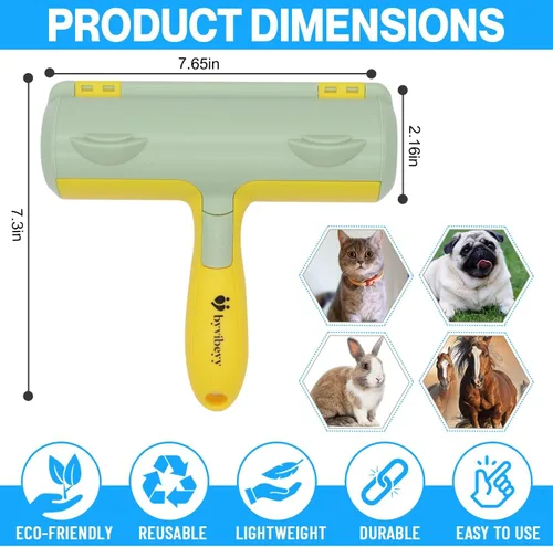 Vista 2 de Herramienta reutilizable para eliminar pelos de mascotas, rodillo de pelusa, raspador portátil para limpiar la piel de gatos y perros y pelusa