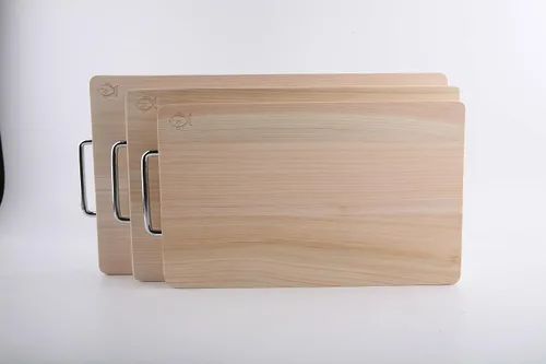 Vista 7 de BOUMBI Hinoki - Tabla de cortar reversible de madera con mango de metal (13.6 x 8.4 x 1.05 RM_S)