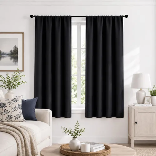 Vista 34 de Gwine Aqua Short Curtains 36 Inches Long - Small Half Window Kitchen Curtains Over Sink, Solid Blackout Curtain for Bathroom Basement Cabinet RV, 2