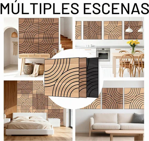 Vista 6 de WoveN SounD Paneles de pared acústicos, teca, paquete de 8, 23.6 x 23.6 pulgadas