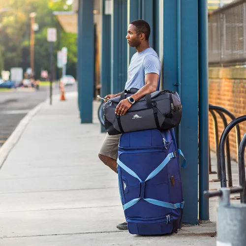 Vista 6 de High Sierra Fairlead - Bolsa de viaje portátil de poliéster de 34 pulgadas con ruedas y mango telescópico empotrado, color grisazul, AZUL