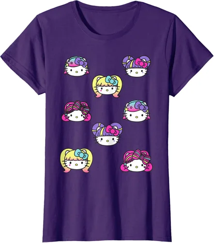 Vista 12 de hello kitty Kawaii Multi peinado Tee, Azul (Heather blue)