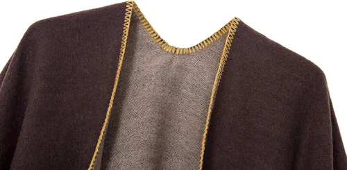 Vista 2 de Cárdigan cálido para mujer con frente abierto y estampado vintage poncho y capa
