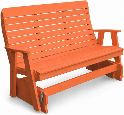 Vista 32 de Amish Made Antique Mahogany 4 ft Outdoor Glider Bench, HDPE Made in USA Fairfax Collection HDPE Poly Lumber Outdoor Glider Bench, All-Weather