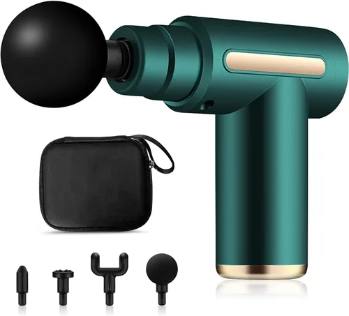 Vista 13 de Ergocar Potente pistola de masaje muscular tejido profundo, 6 velocidades masajeador de cuerpo eléctrico de mano con 4 cabezas súper silencioso Negro
