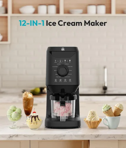 Vista 9 de Rellytech Máquina casera para hacer helados, 12 en 1 con recipientes y tapas de 2 pintas, máquina para hacer gelato, sorbete y yogur congelado