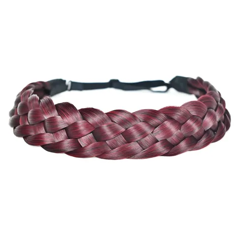 Vista 11 de Diadema de pelo sintético de 5 hebras trenzadas, clásicas, gruesas, anchas, trenzadas, elásticas, multicolor, accesorios de belleza para el cabello