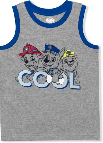Vista 2 de Paw Patrol Nickelodeon Marshall, Rubble and Chase Boys Tank 2 Pack for Toddler and Little Kids GreyWhite