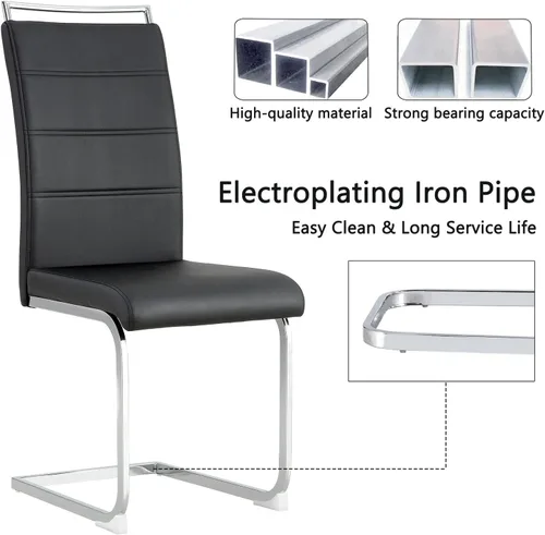 Vista 3 de JUFU Moderno sistema de sillas de comedor de cuero de la PU, sillas sin brazos de cocina del acento 4pcs para la sala de estar