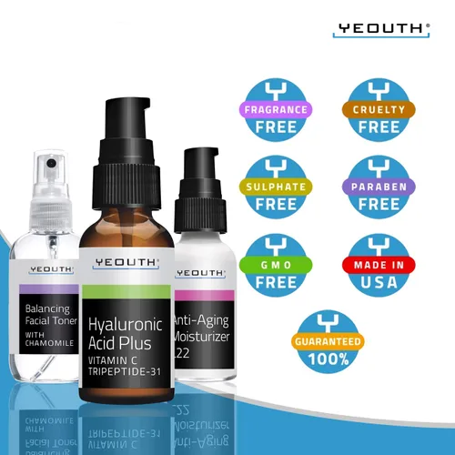 Vista 7 de YEOUTH Set de cuidado de la piel: suero de ácido hialurónico con vitamina C, tónico facial, hidratante facial, kit de cuidado de la piel