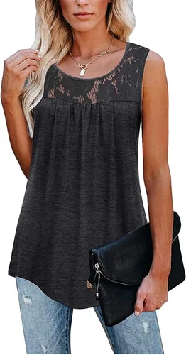 Vista 2 de Aniywn Camiseta sin mangas para mujer, con estampado floral para mujer