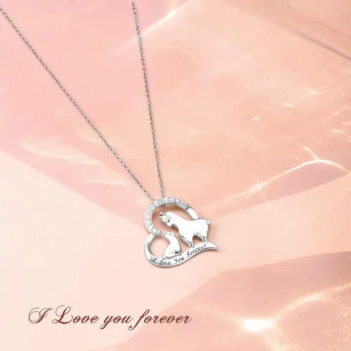 Vista 5 de Collares de animales para mujeres y niñas, plata de ley, rana, mariquita, estrella, camello, jirafa, gato, champiñón, joyería de Navidad, regalos