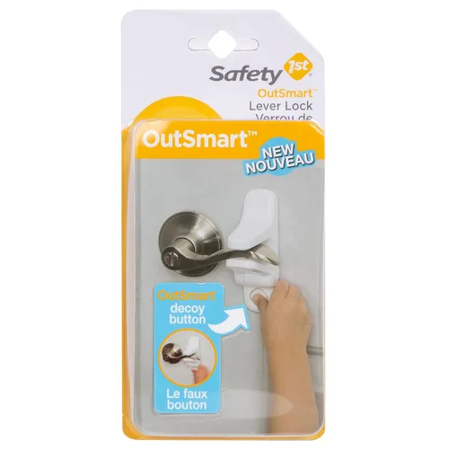 Vista 2 de Safety 1st OutSmart - Cerradura de palanca de puerta a prueba de niños, 1 unidad (paquete de 1) y protectores de enchufes, 36
