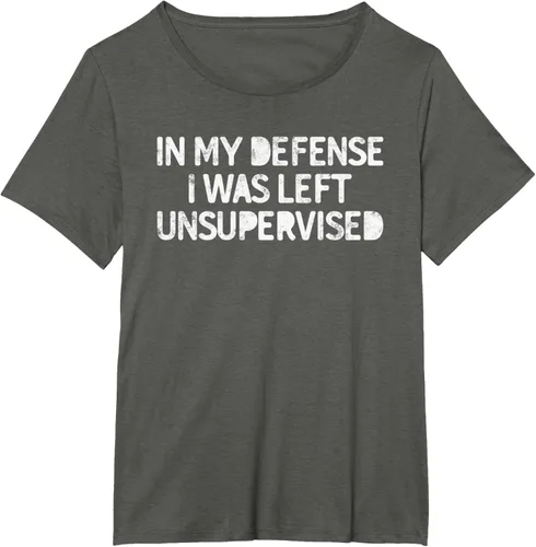 Vista 18 de Camiseta divertida con texto en inglés "Saying In My Defense I Was Left Unsupervised" Negro