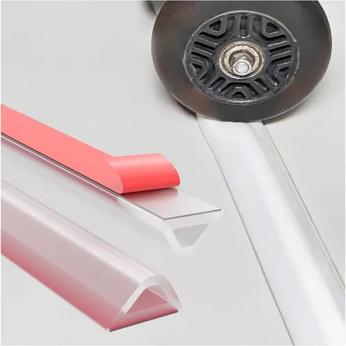 Vista 8 de Presa de agua plegable para umbral de ducha, barrera de silicona autoadhesiva de 39 pulgadas para separación en seco y húmedo, protector flexible