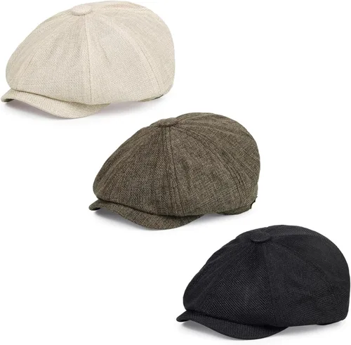 Vista 9 de Gorro de periódico de 3 piezas para hombres y mujeres, elástico de 8 paneles