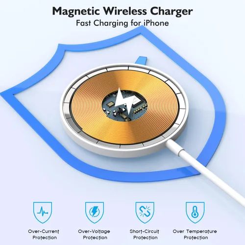 Vista 3 de Cargador magnético para iPhone 17 [certificado Apple MFi], almohadilla de carga inalámbrica USB C de 1.8 metros para iPhone 17 y bloque de carga