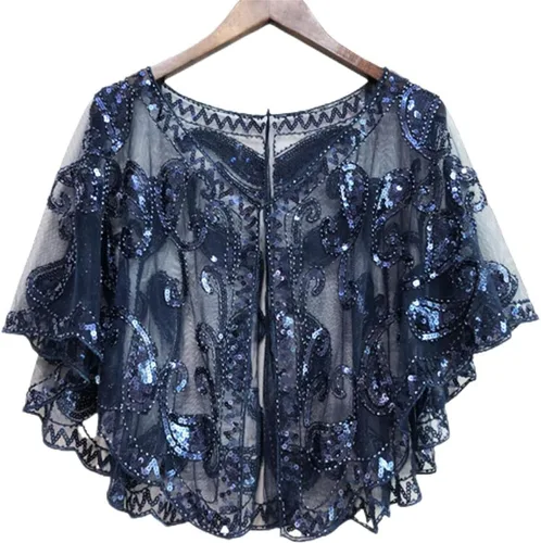 Vista 6 de Specell 1920s Shawls and Wraps for Evening Dresses,Wedding Shawl,Handmade Sequin Beaded Evening Shawl Bridal Wrap 22