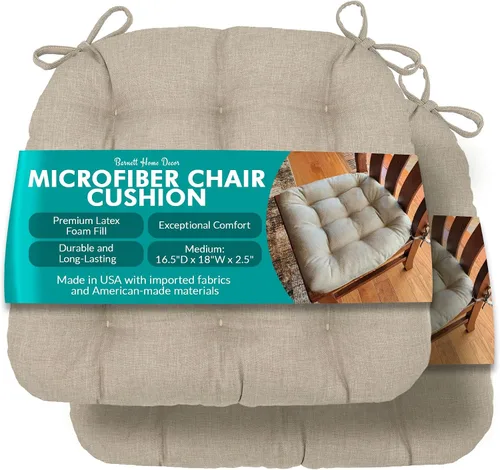 Vista 38 de Barnett Almohadilla para silla de comedor con lazos. Gamuza microfibra, microgamuza, reversible, relleno de espuma de látex, se puede lavar a Negro