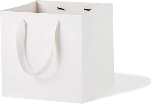 Vista 9 de Bolsa de regalo de papel naranja de 4 pulgadas Caja de papel Bolsas de papel kraft pequeñas con fondo cuadrado con asas para boda, baby shower