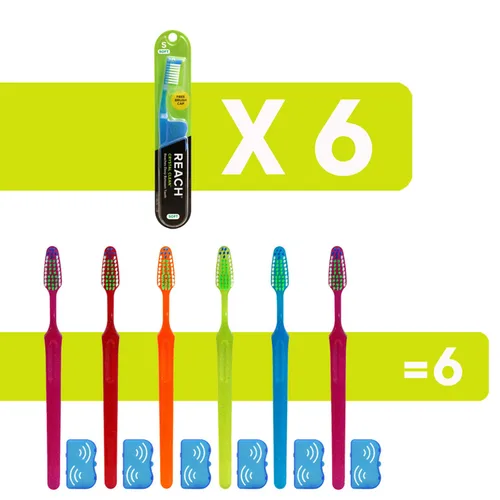 Vista 2 de Reach Crystal Clean - Cepillo de dientes con cerdas suaves, 1 unidad, (paquete de 6)