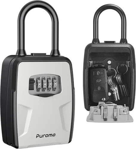 Vista 10 de Puroma Caja de seguridad grande para llaves con gancho, caja de bloqueo de código de combinación reiniciable, caja de seguridad impermeable