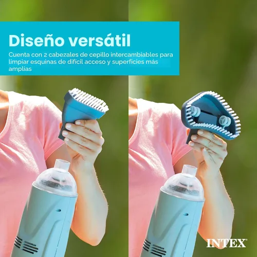 Vista 5 de Intex Aspiradora de piscina portátil recargable con mango telescópico de 94 pulgadas y 2 cabezas de cepillo intercambiables para piscinas