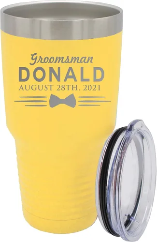 Vista 26 de Vaso de padrinos de boda grabado personalizado, taza de acero inoxidable aislada personalizada para padrino de boda, despedida de soltero, boda