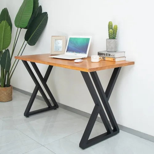 Vista 10 de Patas triangulares de metal de 28 pulgadas, base de escritorio resistente para bricolaje Heavy-duty Carbon Steel, Matte Black Finish