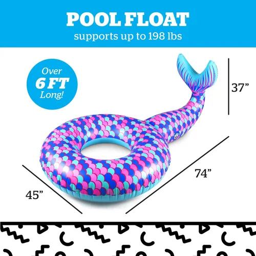 Vista 3 de Bigmouth Inc flotador de piscina, gigante, cola de sirena