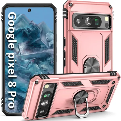 Vista 17 de ADDIT Pixel 8 - Funda para Google Pixel 8, con anillo de soporte, soporte ajustable, grado militar, protección resistente, a prueba de golpes