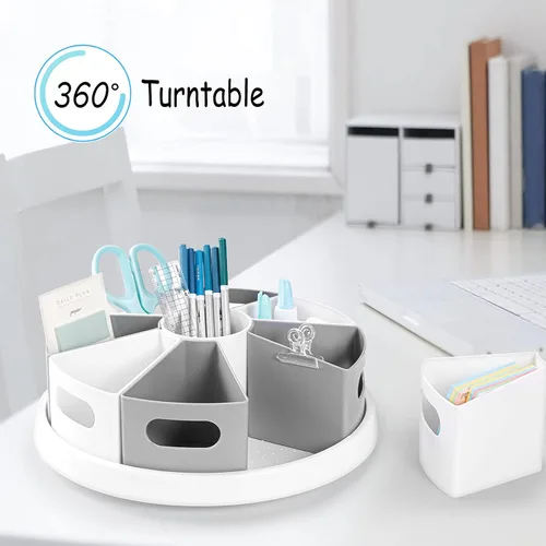 Vista 3 de MeCids Organizador de almacenamiento giratorio de 360 grados, organizadores de escritorio, soporte para bolígrafos – 12 pulgadas estilo Lazy Susan