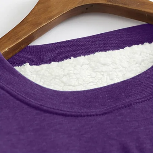 Vista 5 de FUNEY Sudadera de forro polar con cuello redondo para mujer, casual, cálida, con forro de sherpa, para el invierno