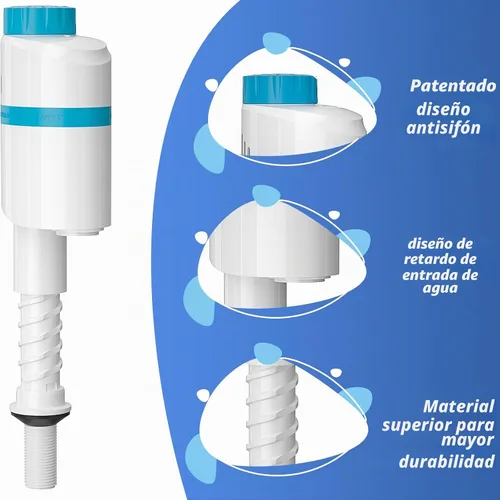Vista 3 de SAMODRA Válvula silenciosa de llenado de inodoro, nivel de agua ajustable, kit de repuesto de válvula de descarga de alto rendimiento, antisifón