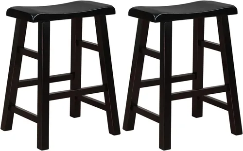 Vista 9 de eHemco Taburetes de cocina con asiento de sillín de madera maciza, 24 pulgadas, color negro