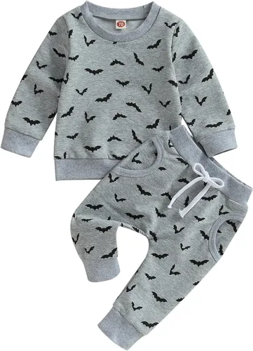 Vista 58 de YINGISFITM Conjunto de camisa de calabaza de Halloween para bebé, niña, niño, sudadera y pantalones para otoño e invierno