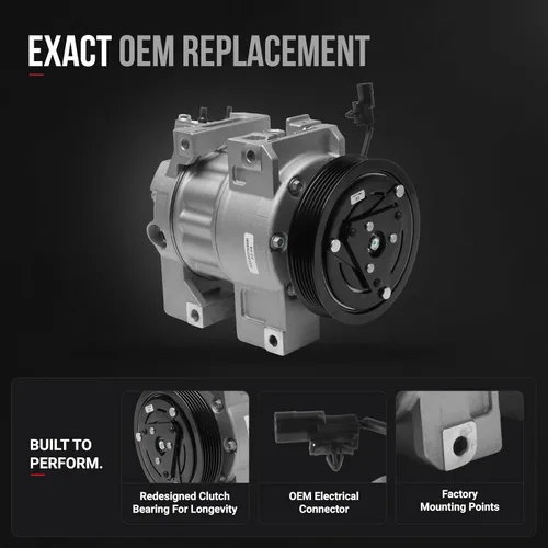 Vista 3 de Compresor de AC con embrague - Compresor de A/C compatible con Nissan Altima y Sentra 2.5L 2007-2012 - Reemplaza 92600ZN40B, 92600JAOOA
