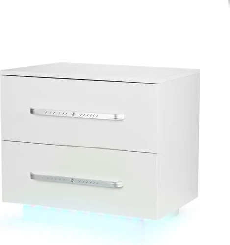 Vista 4 de Bedroom Nightstands Modern Luxury Nighstand Bedside Table LED Storage Cabinet Sofa Bed side Table High Gloss Coffee Table Home Furniture Night Stand