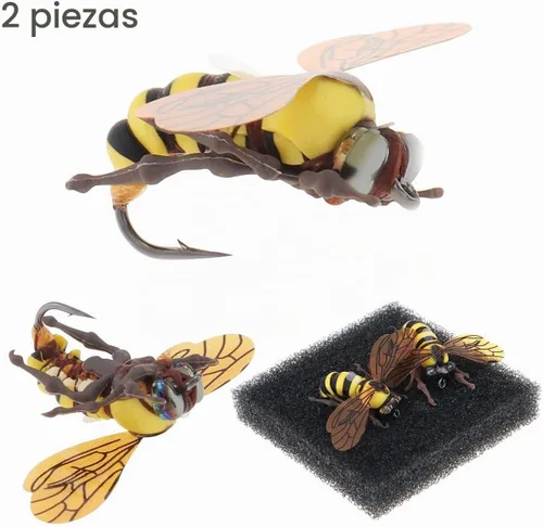 Vista 8 de 2 señuelos de pesca con mosca de abeja, señuelos de pesca de trucha de abejorro, pesca con mosca