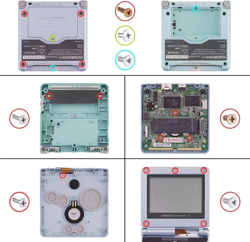 Vista 9 de IPS Ready Upgraded eXtremeRate Clear Atomic Purple Custom Replacement Housing Shell for Gameboy Advance SP GBA SP Compatible with Both IPS &
