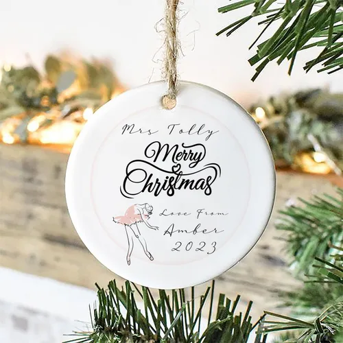 Vista 6 de Adorno con nombre personalizado, bailarina de ballet de Navidad, adorno personalizado para amantes del ballet, adornos de Navidad de ballerina