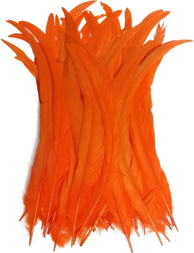 Vista 24 de THARAHT 50 Plumas de Cola de Gallo Naturales de 12-14 Pulgadas (30-35 cm) a Granel para Manualidades, Atadura de Moscas, Boda, Plumas para Fiestas